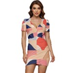 Minimalist Pattern With Simple Lines And Shapes, Creating A Clean And Modern Aesthe Low Cut Cap Sleeve Mini Dress