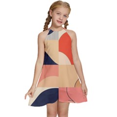 Kids  Halter Collar Waist Tie Chiffon Dress 