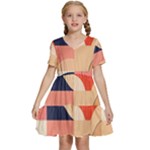 Minimalist Pattern With Simple Lines And Shapes, Creating A Clean And Modern Aesthe Kids  Short Sleeve Tiered Mini Dress