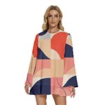 Minimalist Pattern With Simple Lines And Shapes, Creating A Clean And Modern Aesthe Round Neck Long Sleeve Bohemian Style Chiffon Mini Dress