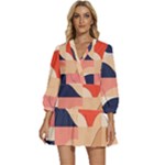 Minimalist Pattern With Simple Lines And Shapes, Creating A Clean And Modern Aesthe V-Neck Placket Mini Dress