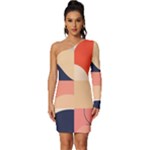 Minimalist Pattern With Simple Lines And Shapes, Creating A Clean And Modern Aesthe Long Sleeve One Shoulder Mini Dress