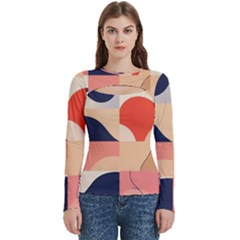 Minimalist Pattern With Simple Lines And Shapes, Creating A Clean And Modern Aesthe Women s Cut Out Long Sleeve T