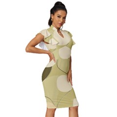 Vintage Frill Sleeve V-Neck Bodycon Dress 