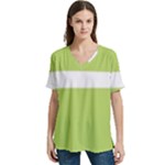 A Minimalist Pattern With Simple Lines And Shapes, Creating A Clean And Modern Aesthetic 02 V-Neck Split Shoulder Casual T-Shirt