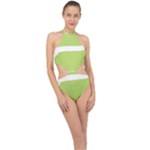 A Minimalist Pattern With Simple Lines And Shapes, Creating A Clean And Modern Aesthetic 02 Halter Side Cut Swimsuit