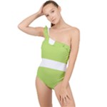 A Minimalist Pattern With Simple Lines And Shapes, Creating A Clean And Modern Aesthetic 02 Frilly One Shoulder Swimsuit