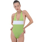 A Minimalist Pattern With Simple Lines And Shapes, Creating A Clean And Modern Aesthetic 02 Backless Halter One Piece Swimsuit