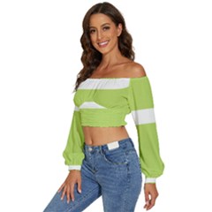 Long Sleeve Crinkled Weave Crop Top 