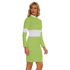 Long Sleeve Shirt Collar Bodycon Dress 