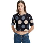 A Minimalist Pattern With Simple Lines And Shapes, Creating A Clean And Modern Aesthetic 03 Women s Round Neck Short Sleeve Crop Top