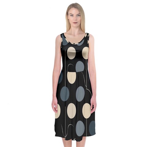 A Minimalist Pattern With Simple Lines And Shapes, Creating A Clean And Modern Aesthetic 03 Midi Sleeveless Dress from ArtsNow.com