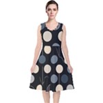 A Minimalist Pattern With Simple Lines And Shapes, Creating A Clean And Modern Aesthetic 03 V-Neck Midi Sleeveless Dress 