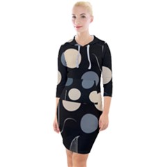 Quarter Sleeve Hood Bodycon Dress 