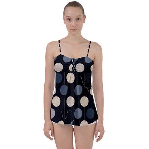 A Minimalist Pattern With Simple Lines And Shapes, Creating A Clean And Modern Aesthetic 03 Babydoll Tankini Top from ArtsNow.com