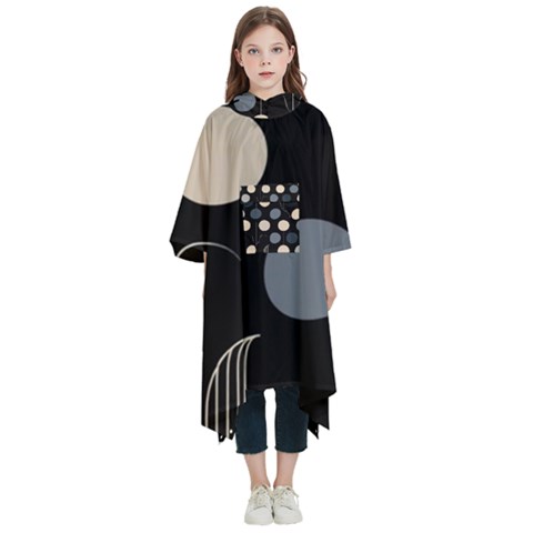 A Minimalist Pattern With Simple Lines And Shapes, Creating A Clean And Modern Aesthetic 03 Kids  Hooded Rain Ponchos from ArtsNow.com