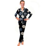 A Minimalist Pattern With Simple Lines And Shapes, Creating A Clean And Modern Aesthetic 03 Kids  Satin Long Sleeve Pajamas Set