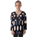 A Minimalist Pattern With Simple Lines And Shapes, Creating A Clean And Modern Aesthetic 03 Kids  V Neck Casual Top