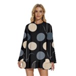 A Minimalist Pattern With Simple Lines And Shapes, Creating A Clean And Modern Aesthetic 03 Round Neck Long Sleeve Bohemian Style Chiffon Mini Dress