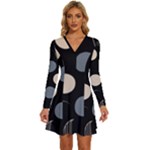 A Minimalist Pattern With Simple Lines And Shapes, Creating A Clean And Modern Aesthetic 03 Long Sleeve Deep V Mini Dress 