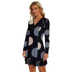 Long Sleeve Deep V Mini Dress  