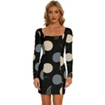 A Minimalist Pattern With Simple Lines And Shapes, Creating A Clean And Modern Aesthetic 03 Long Sleeve Square Neck Bodycon Velvet Dress