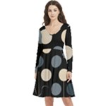 A Minimalist Pattern With Simple Lines And Shapes, Creating A Clean And Modern Aesthetic 03 Long Sleeve V-neck skater dress with Pockets