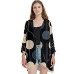 A Minimalist Pattern With Simple Lines And Shapes, Creating A Clean And Modern Aesthetic 03 Open Front 3/4 Sleeve Batwing Chiffon Cardigan Kimono