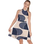 A Minimalist Pattern With Simple Lines And Shapes, Creating A Clean And Modern Aesthetic 04 Sleeveless Halter Neck A-Line Dress