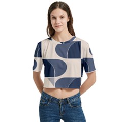 Women s Round Neck Short Sleeve Crop Top 