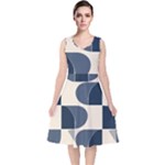 A Minimalist Pattern With Simple Lines And Shapes, Creating A Clean And Modern Aesthetic 04 V-Neck Midi Sleeveless Dress 