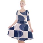 A Minimalist Pattern With Simple Lines And Shapes, Creating A Clean And Modern Aesthetic 04 Quarter Sleeve A-Line Dress