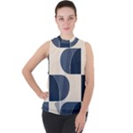 A Minimalist Pattern With Simple Lines And Shapes, Creating A Clean And Modern Aesthetic 04 Mock Neck Chiffon Sleeveless Top