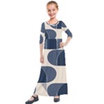 A Minimalist Pattern With Simple Lines And Shapes, Creating A Clean And Modern Aesthetic 04 Kids  Quarter Sleeve Maxi Dress