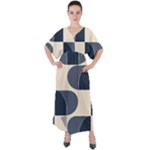 A Minimalist Pattern With Simple Lines And Shapes, Creating A Clean And Modern Aesthetic 04 V-Neck Boho Style Maxi Dress