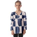 A Minimalist Pattern With Simple Lines And Shapes, Creating A Clean And Modern Aesthetic 04 Kids  V Neck Casual Top