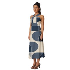 Sleeveless Cross Front Cocktail Midi Chiffon Dress 