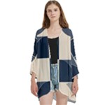 A Minimalist Pattern With Simple Lines And Shapes, Creating A Clean And Modern Aesthetic 04 Open Front 3/4 Sleeve Batwing Chiffon Cardigan Kimono