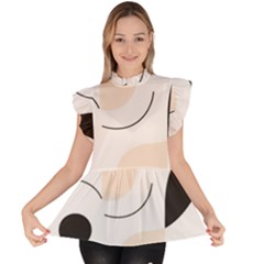 Ruffle Collar Short Sleeve Chiffon Top 