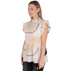 Ruffle Collar Short Sleeve Chiffon Top 