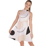 A Minimalist Pattern With Simple Lines And Shapes, Creating A Clean And Modern Aesthetic 05 Sleeveless Halter Neck A-Line Dress