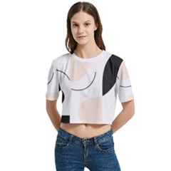 Women s Round Neck Short Sleeve Crop Top 