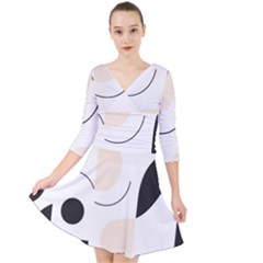 Quarter Sleeve Front Wrap Dress 