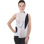 A Minimalist Pattern With Simple Lines And Shapes, Creating A Clean And Modern Aesthetic 05 Mock Neck Chiffon Sleeveless Top