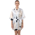 A Minimalist Pattern With Simple Lines And Shapes, Creating A Clean And Modern Aesthetic 05 Half Sleeve Satin Kimono 