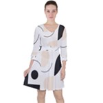 A Minimalist Pattern With Simple Lines And Shapes, Creating A Clean And Modern Aesthetic 05 Quarter Sleeve Ruffle Waist Dress