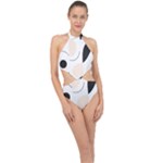 A Minimalist Pattern With Simple Lines And Shapes, Creating A Clean And Modern Aesthetic 05 Halter Side Cut Swimsuit