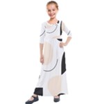 A Minimalist Pattern With Simple Lines And Shapes, Creating A Clean And Modern Aesthetic 05 Kids  Quarter Sleeve Maxi Dress