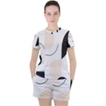 A Minimalist Pattern With Simple Lines And Shapes, Creating A Clean And Modern Aesthetic 05 Women s T-Shirt and Shorts Set