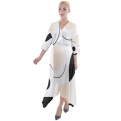 Quarter Sleeve Wrap Front Maxi Dress 